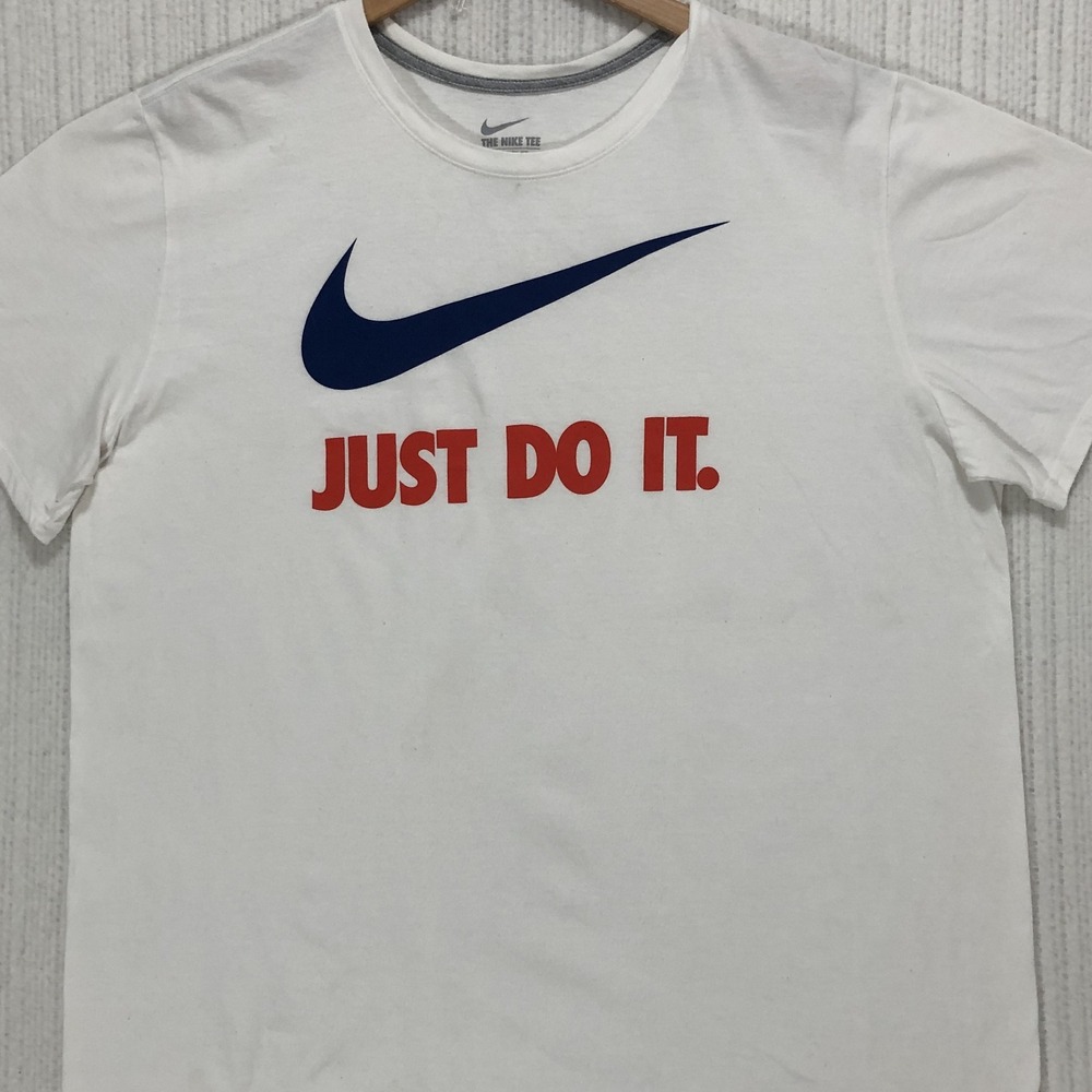 Nike Mens Just Do It Graphic Tee White XXL Athletic Cut Short Sleeve T-Shirt